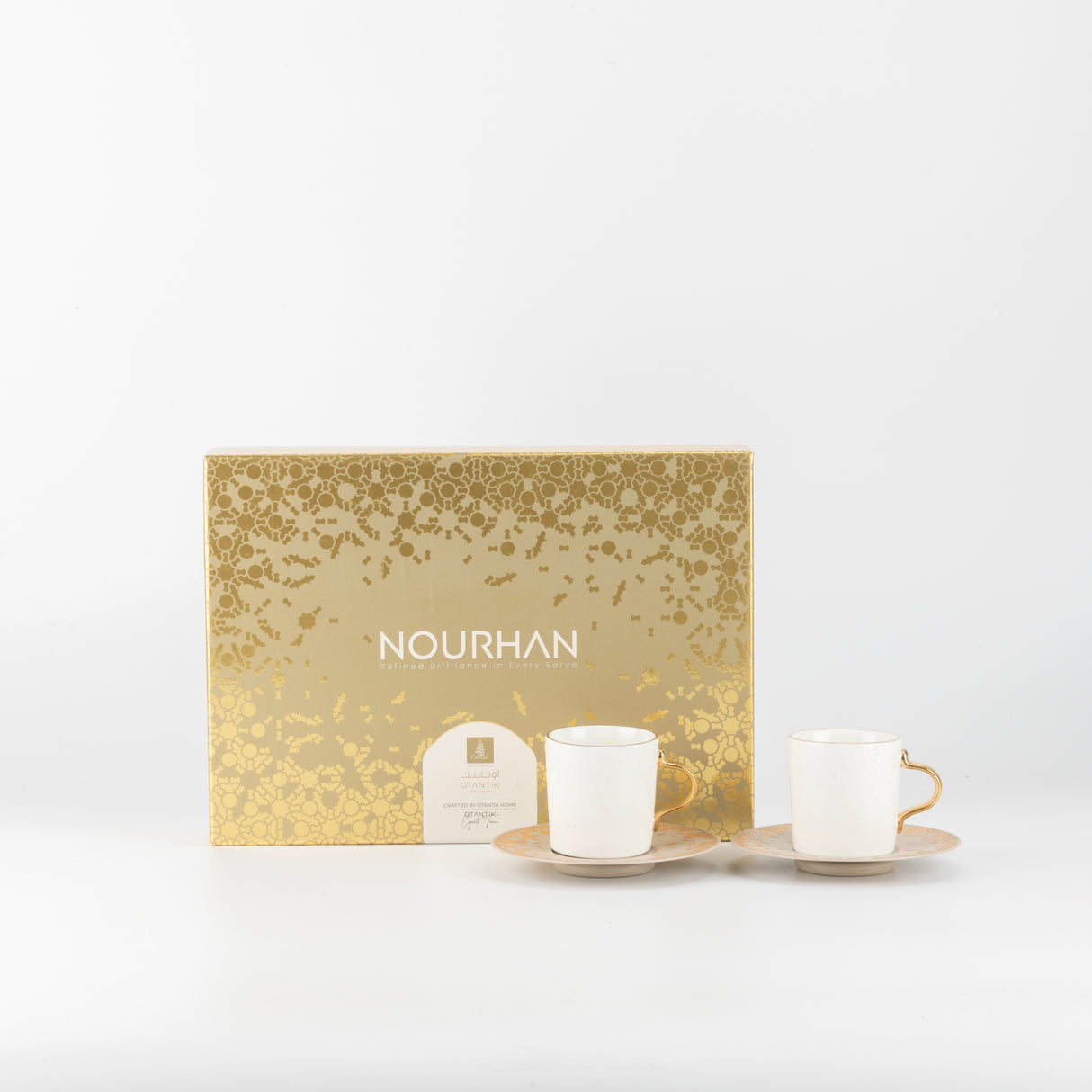 Nourhan - Espresso/Turkish Coffee Set (12-Pc) - Gold & Beige