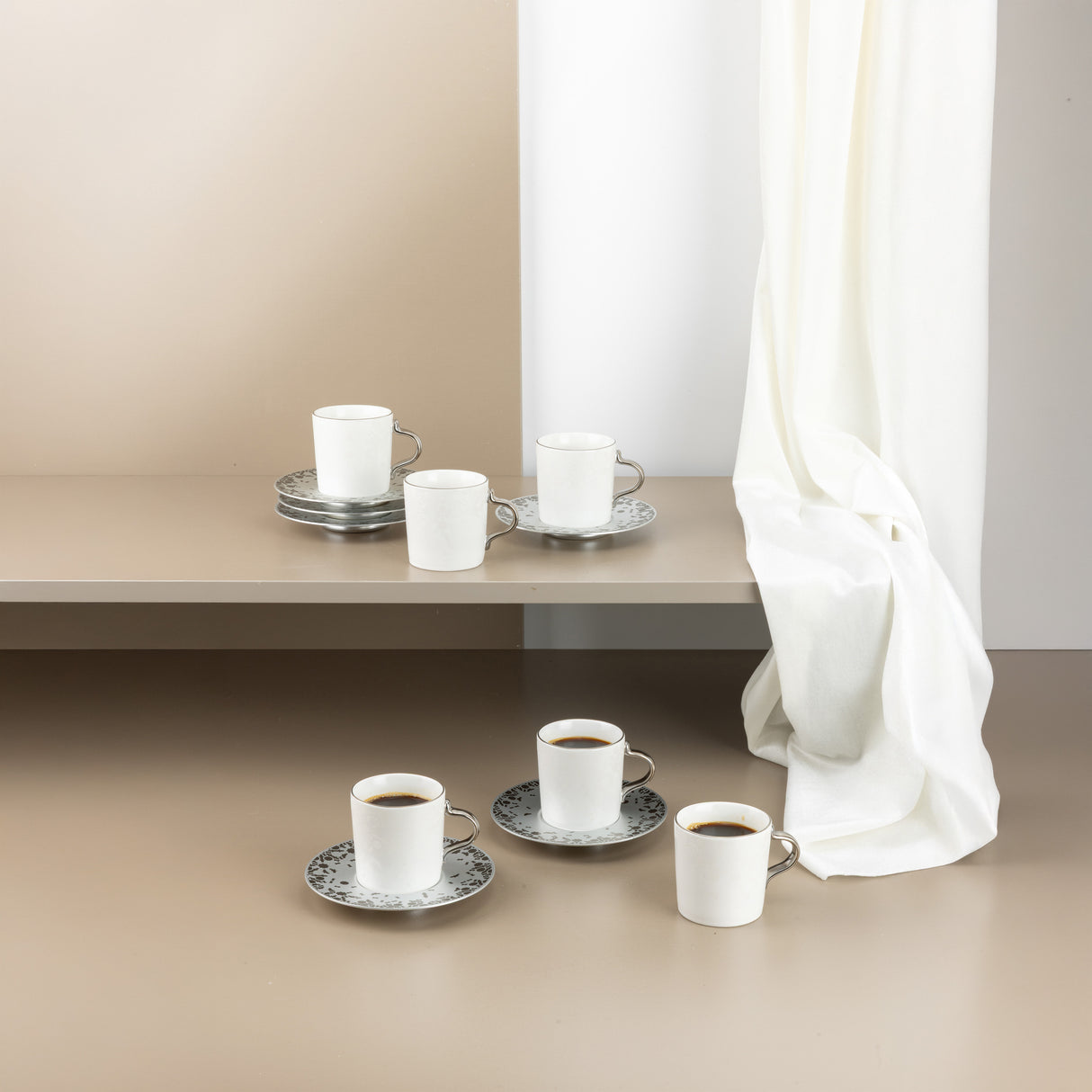 Nourhan - Espresso/Turkish Coffee Set (12-Pc) - Silver