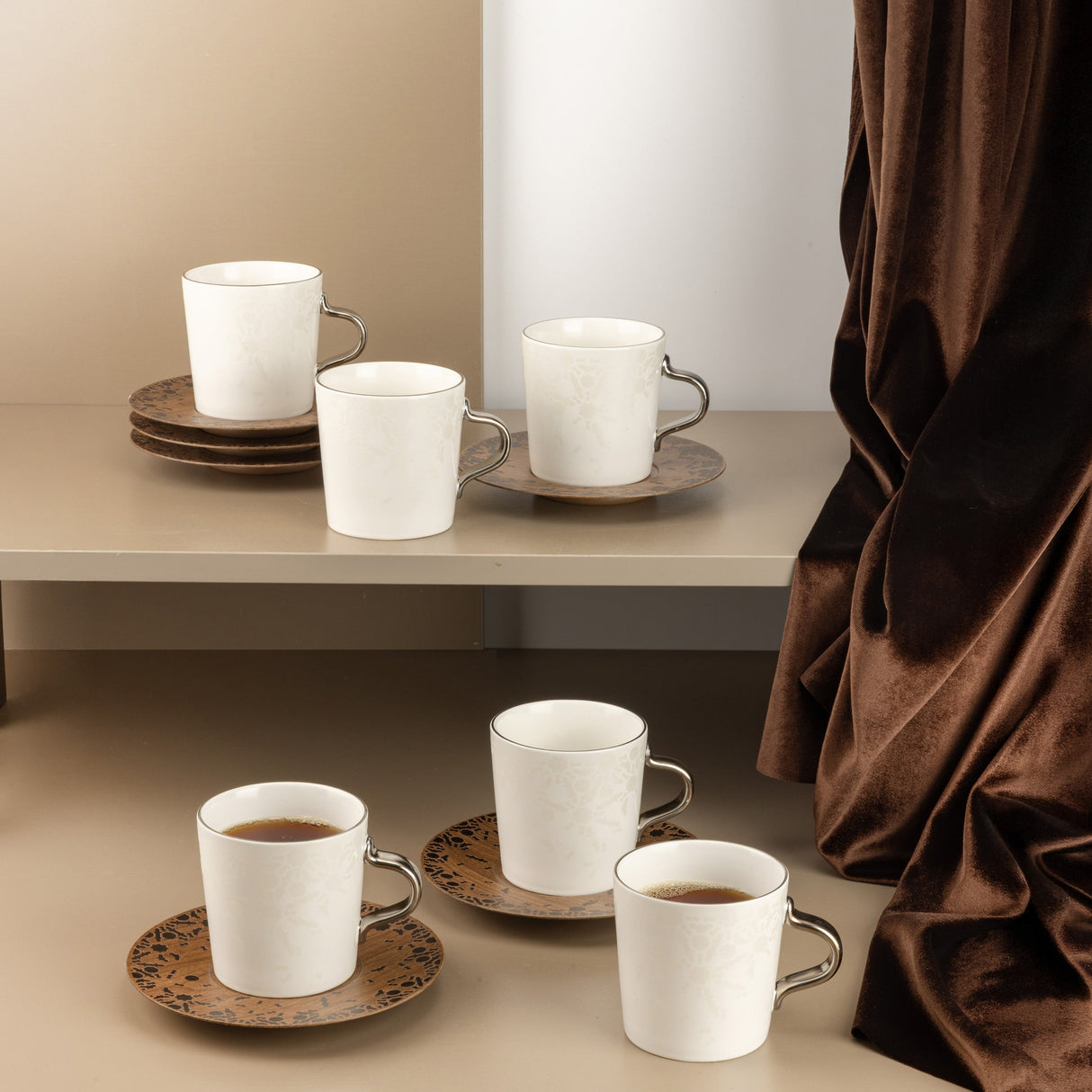 Nourhan - Cappuccino Set (12-Pc) - Black Walnut
