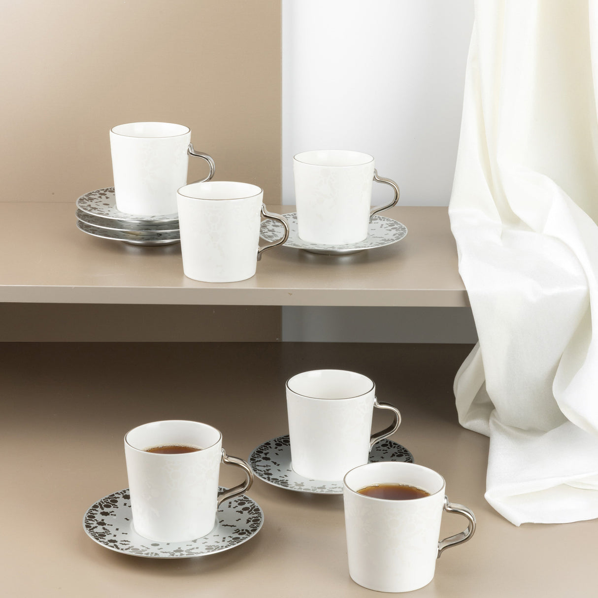 Nourhan - Cappuccino Set (12-Pc) - Silver
