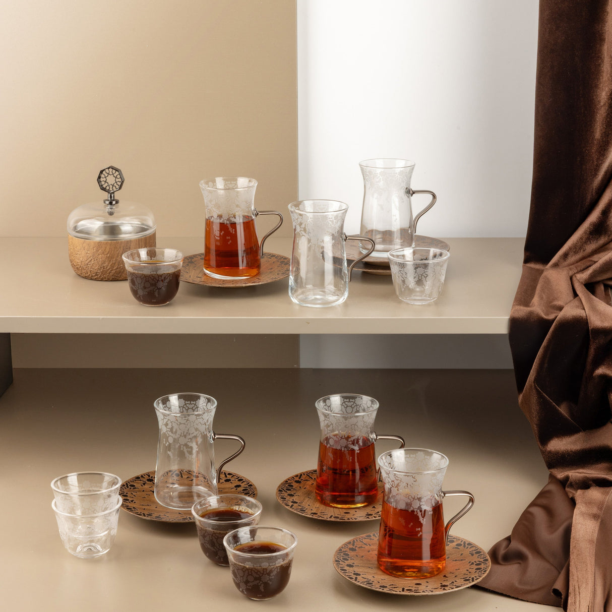 Nourhan - Tea Set (19-Pc) - Black Walnut