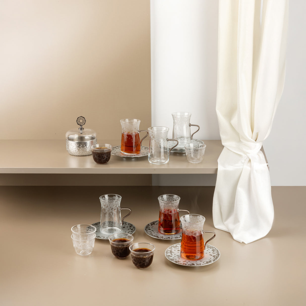 Nourhan - Tea Set (19-Pc) - Silver