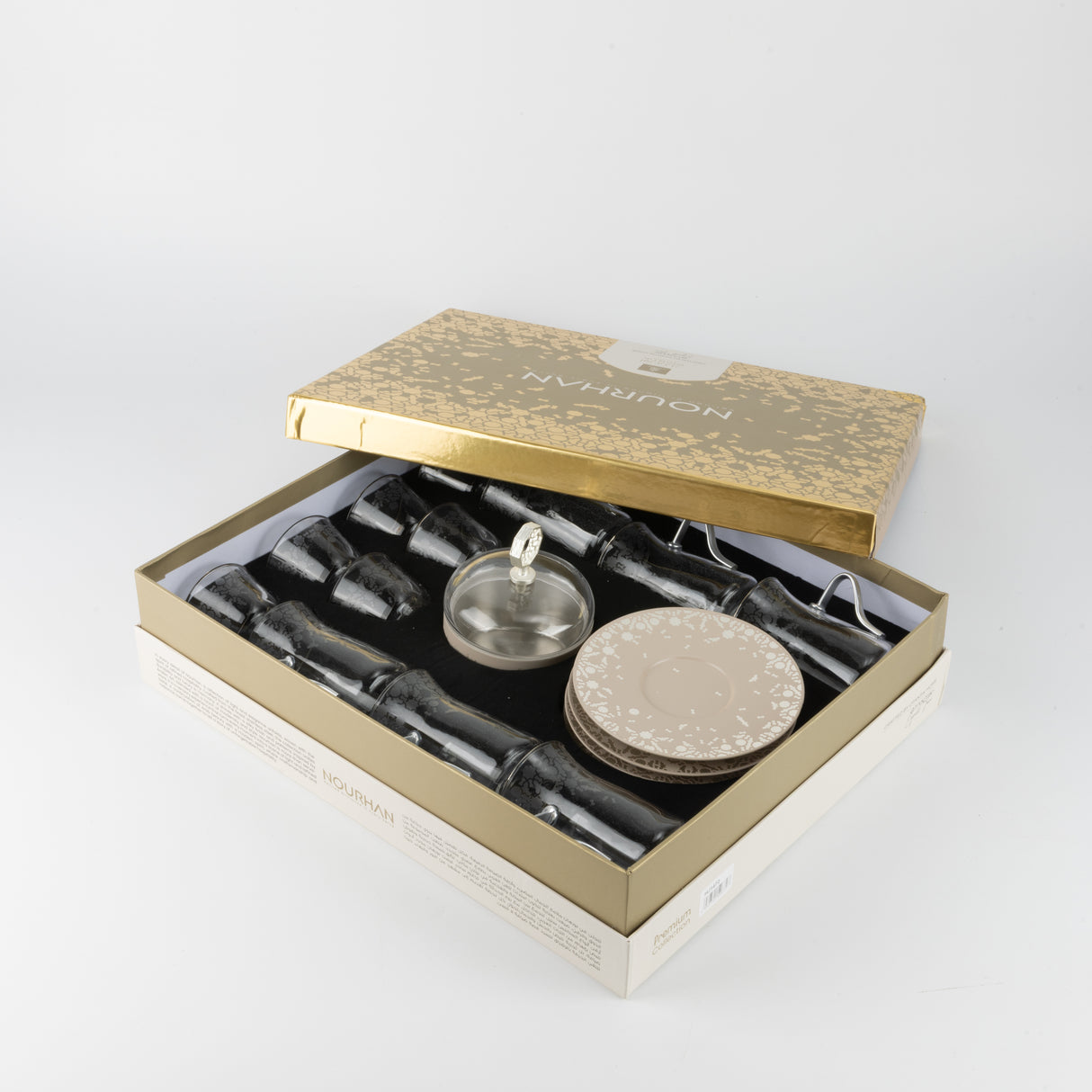 Nourhan - Tea Set (19-Pc) - Beige & Silver