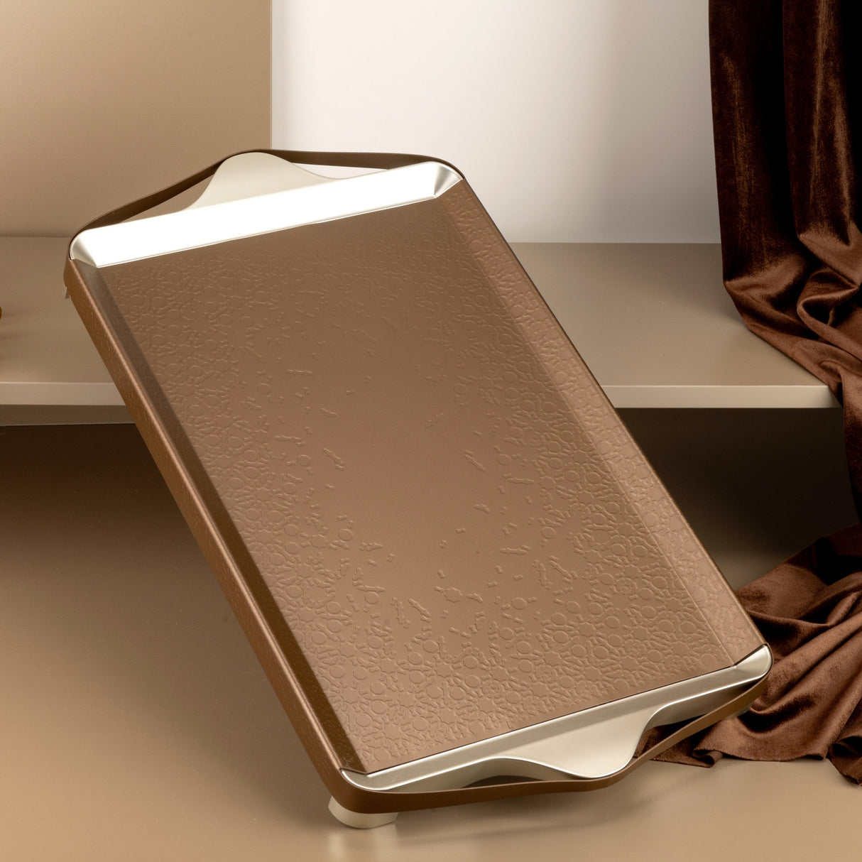Nourhan- Serving Tray - Bronze & Silver