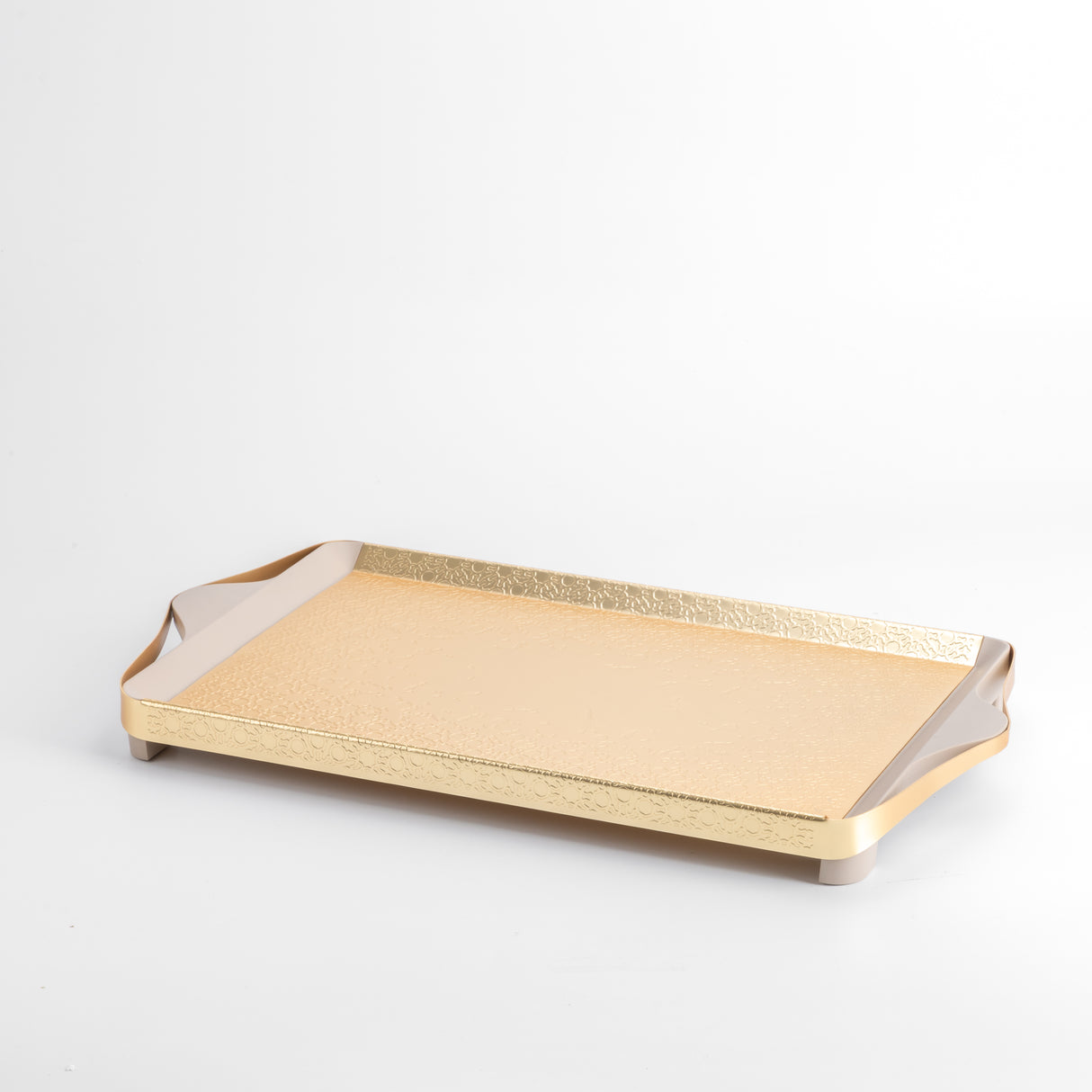 Nourhan- Serving Tray - Gold & Beige