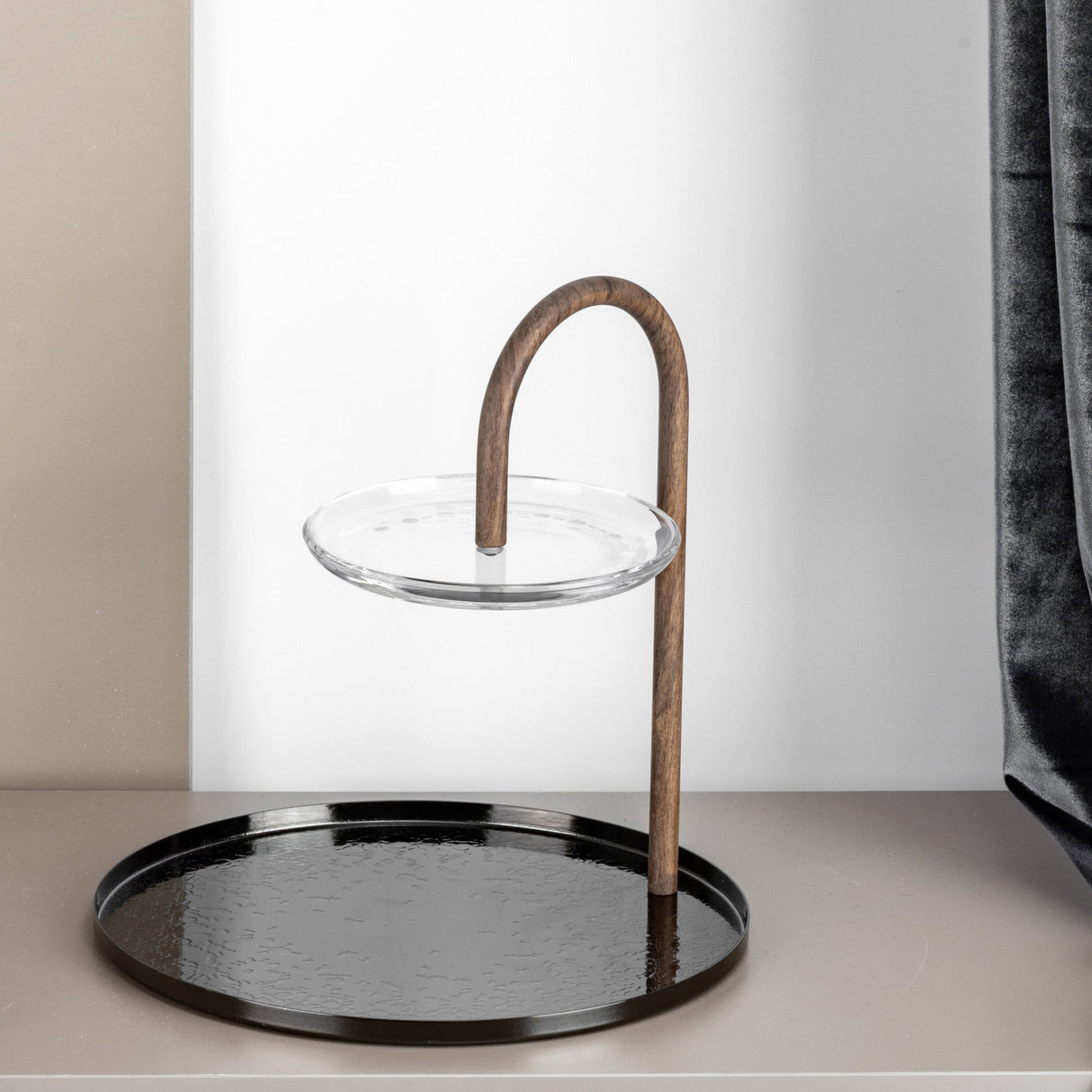 Nourhan - 2 Tier Plate - Black Walnut