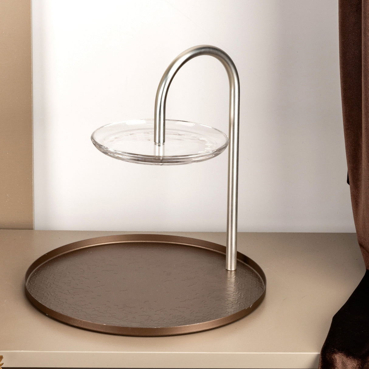 Nourhan - 2 Tier Plate - Bronze & Silver