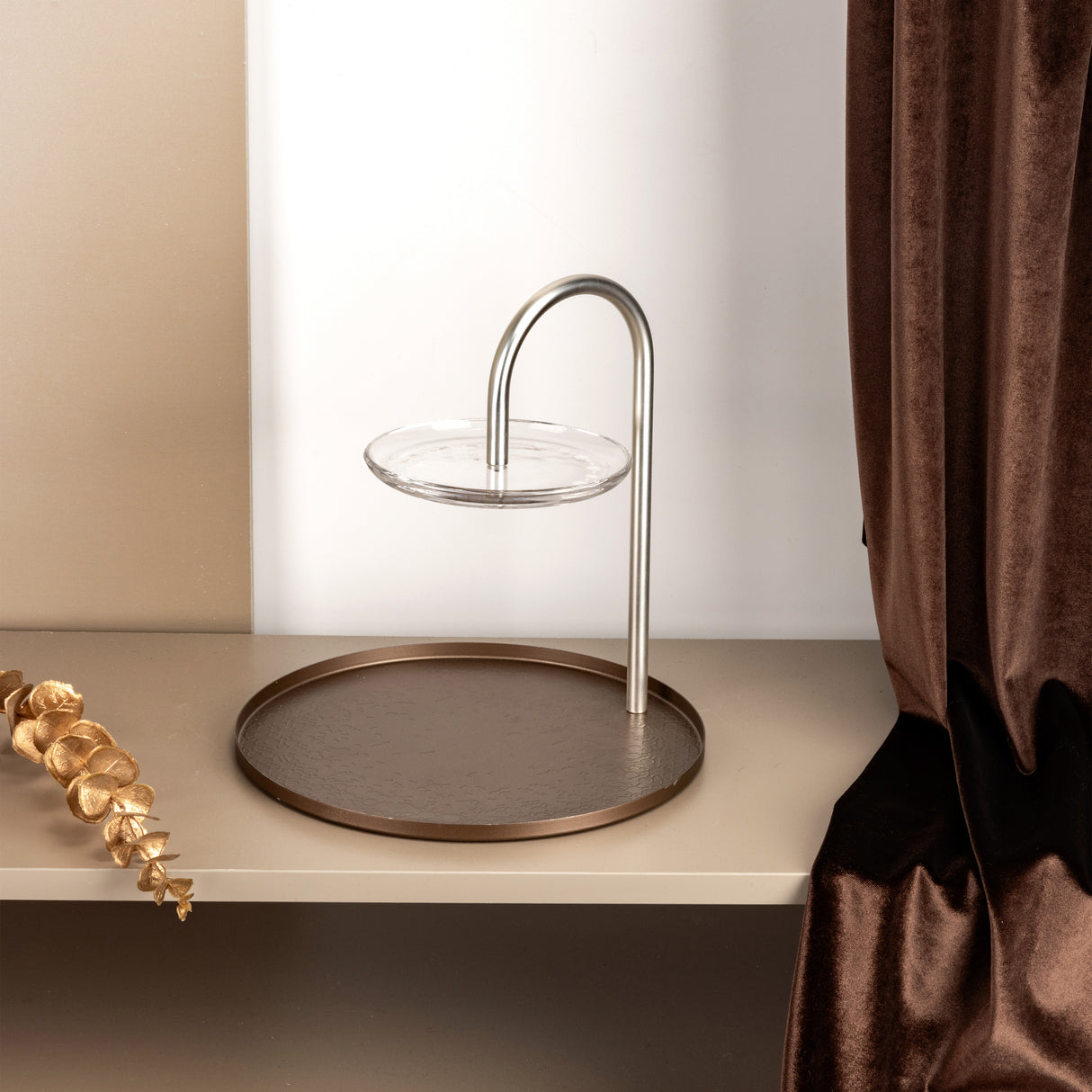 Nourhan - 2 Tier Plate - Bronze & Silver