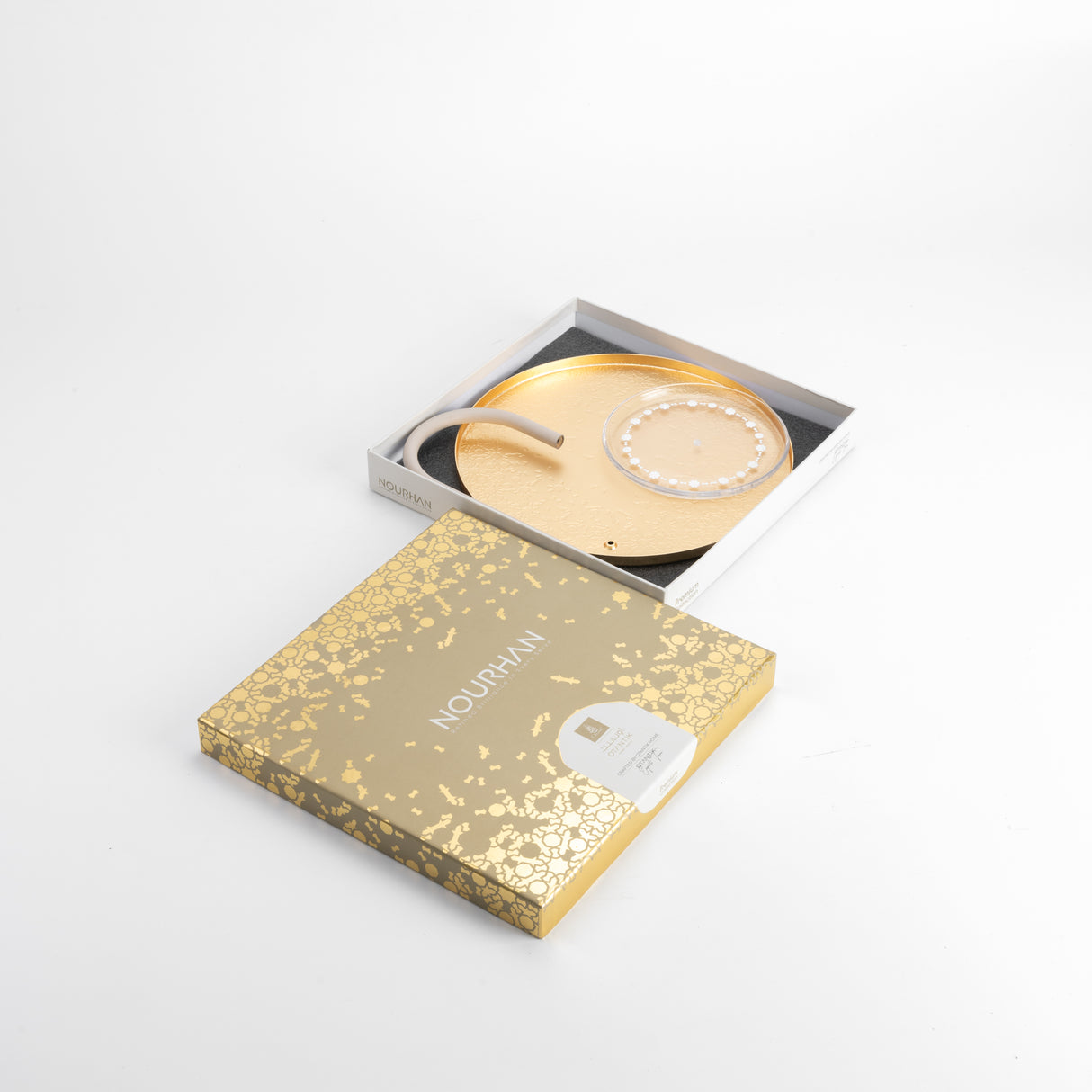 Nourhan - 2 Tier Plate - Gold & Beige