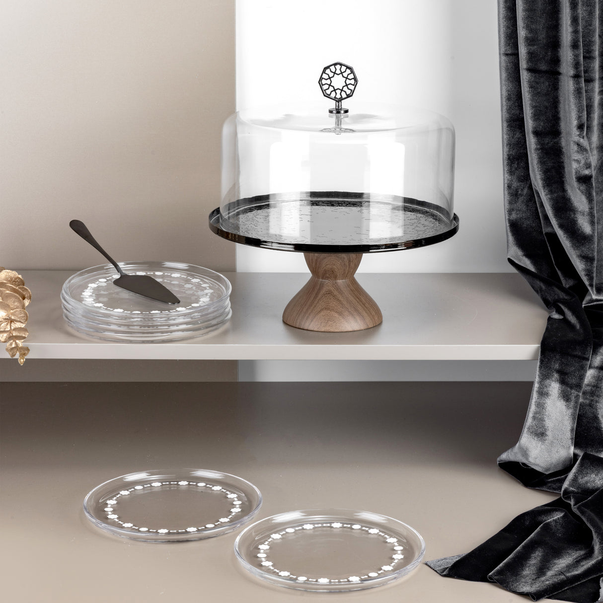 Nourhan - Cake Set (9-Pc) - Black Walnut