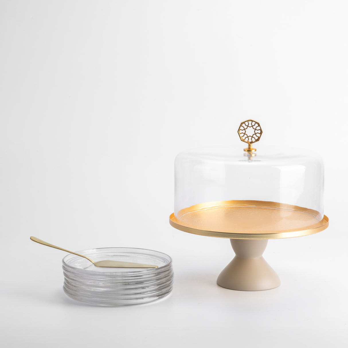 Nourhan - Cake Set (9-Pc) - Matt Gold & Beige