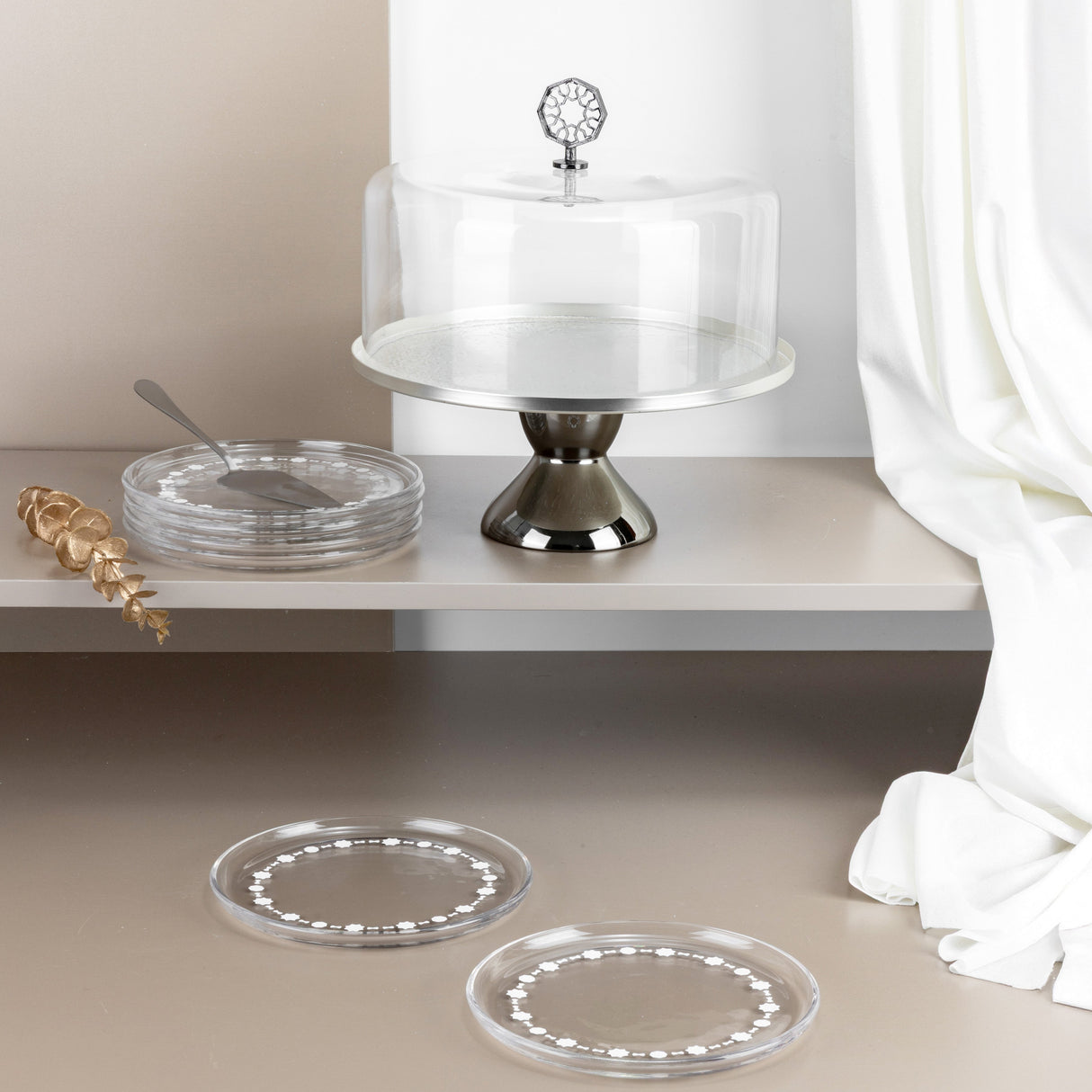 Nourhan - Cake Set (9-Pc) - Silver