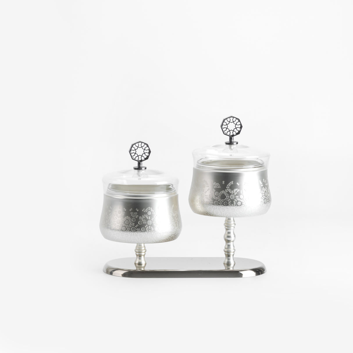 Nourhan - Dual Bowl Serving Set - Silver