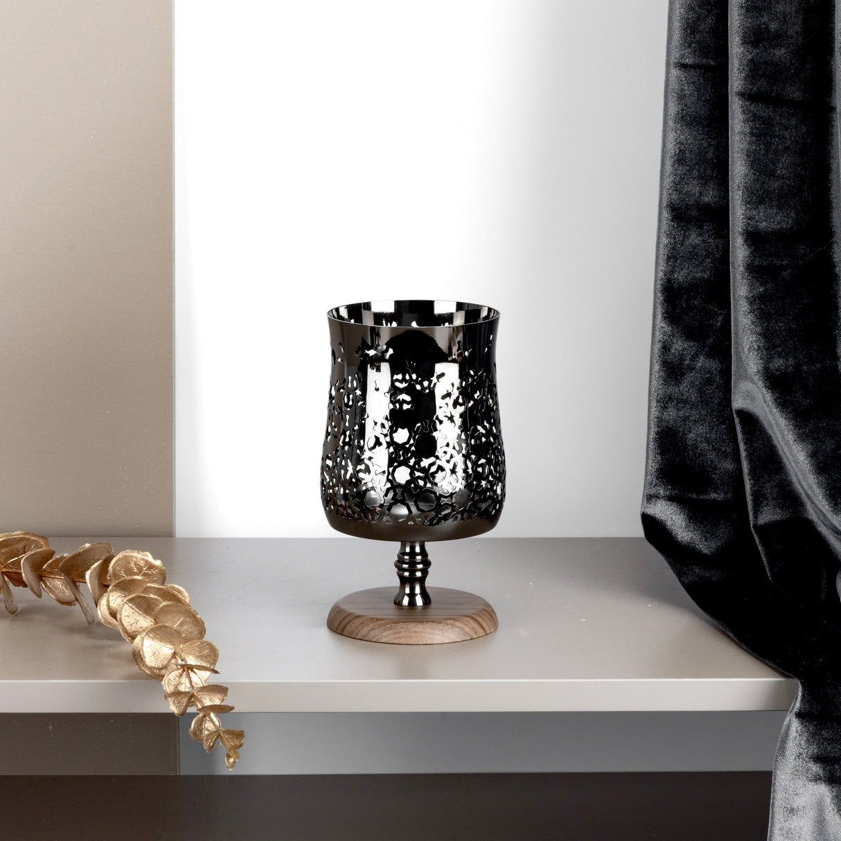 Nourhan - Medium Candle Holder - Black Walnut