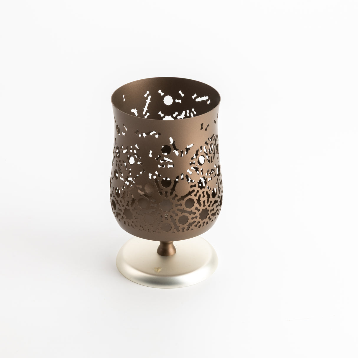 Nourhan - Medium Candle Holder - Bronze & Silver