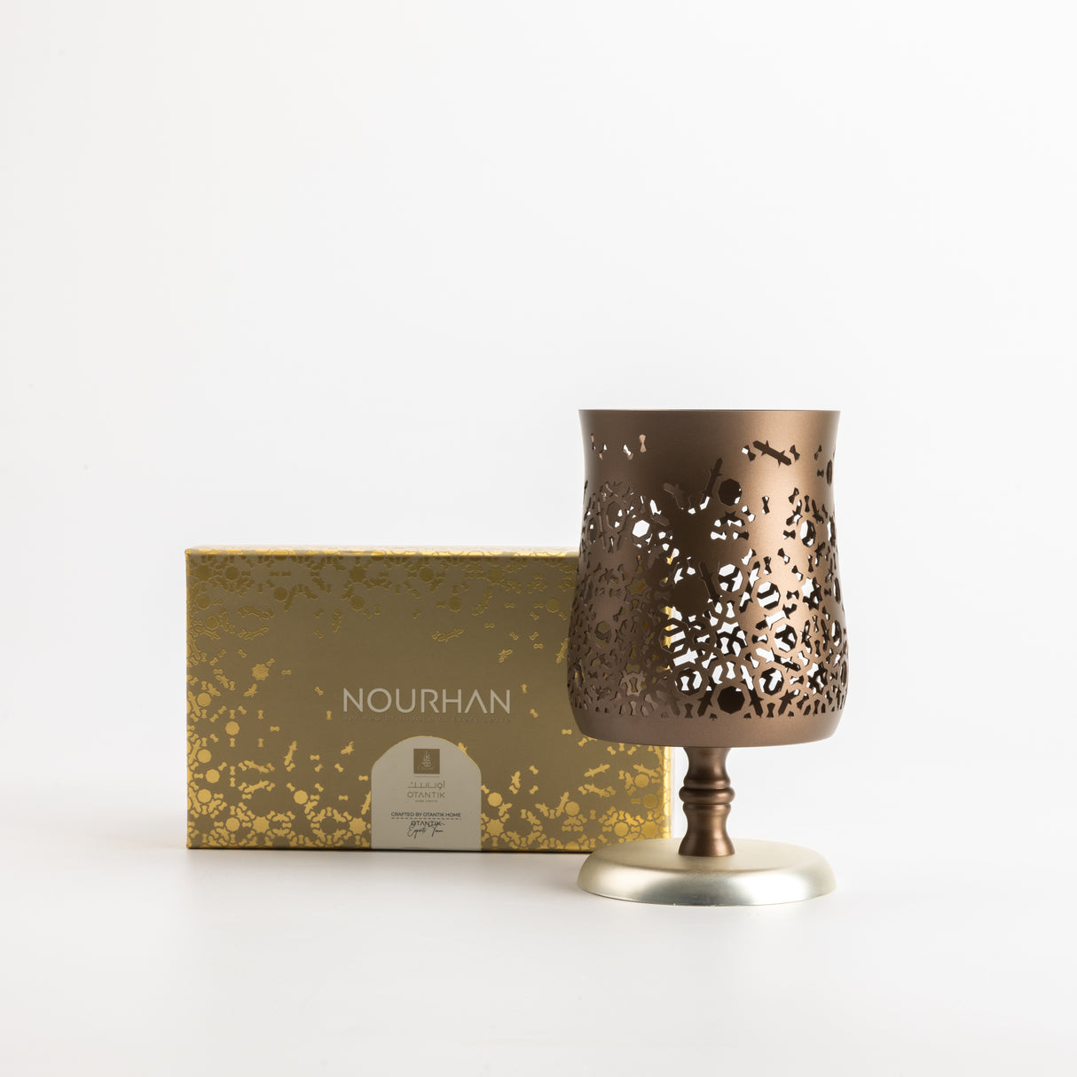 Nourhan - Medium Candle Holder - Bronze & Silver