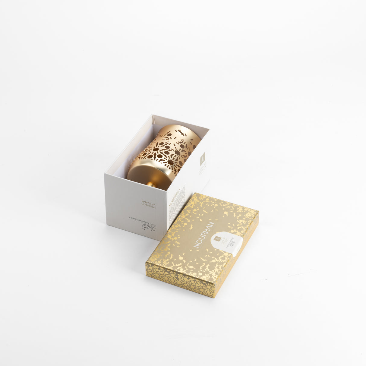 Nourhan - Medium Candle Holder - Gold & Beige