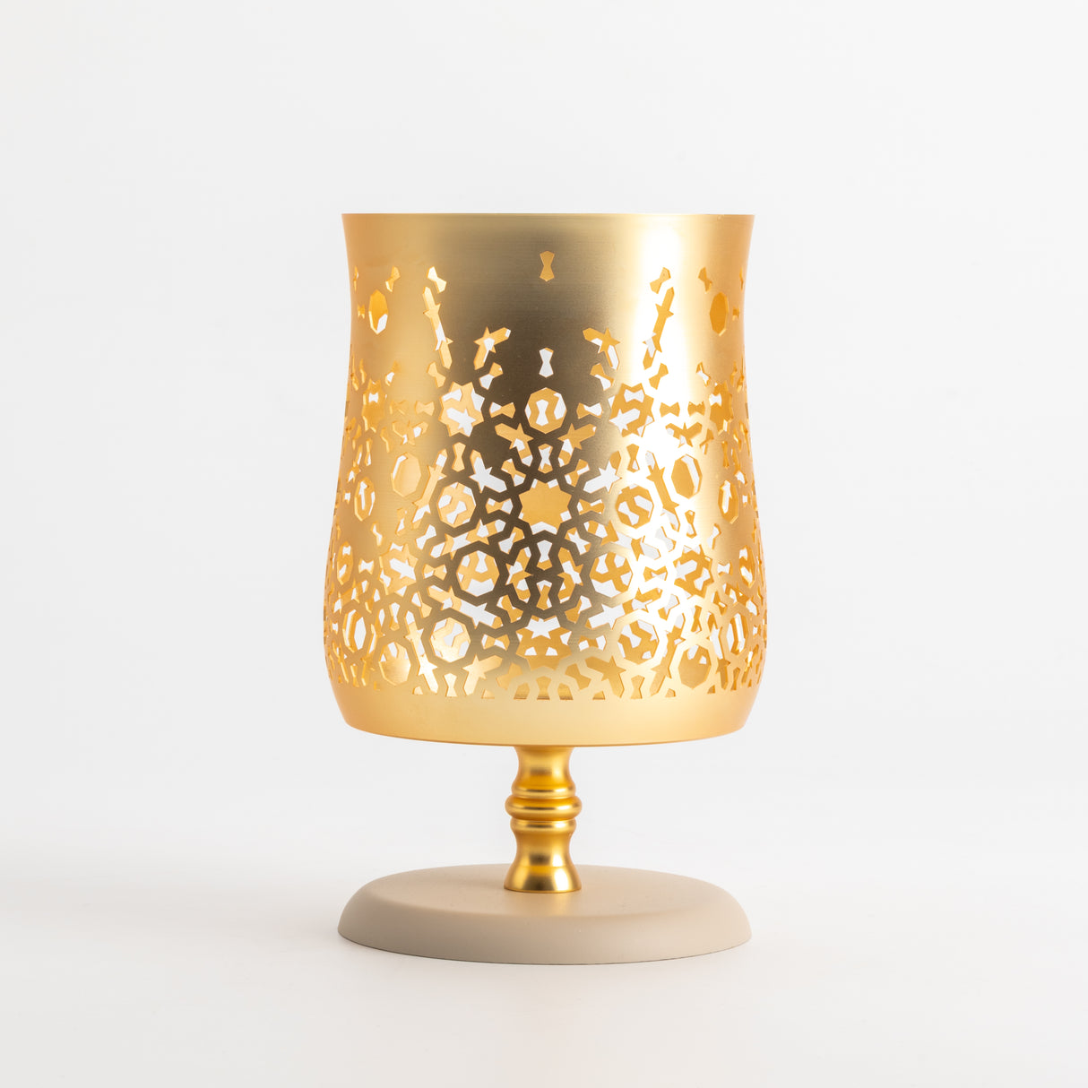 Nourhan - Large Candle Holder - Gold & Beige