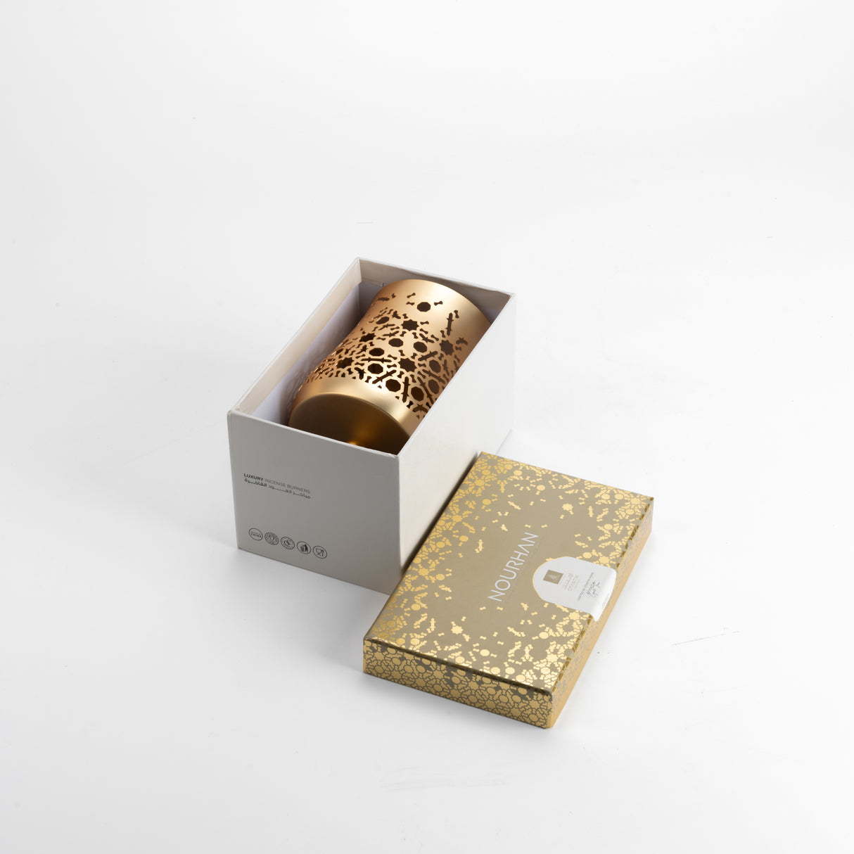 Nourhan - Large Candle Holder - Gold & Beige