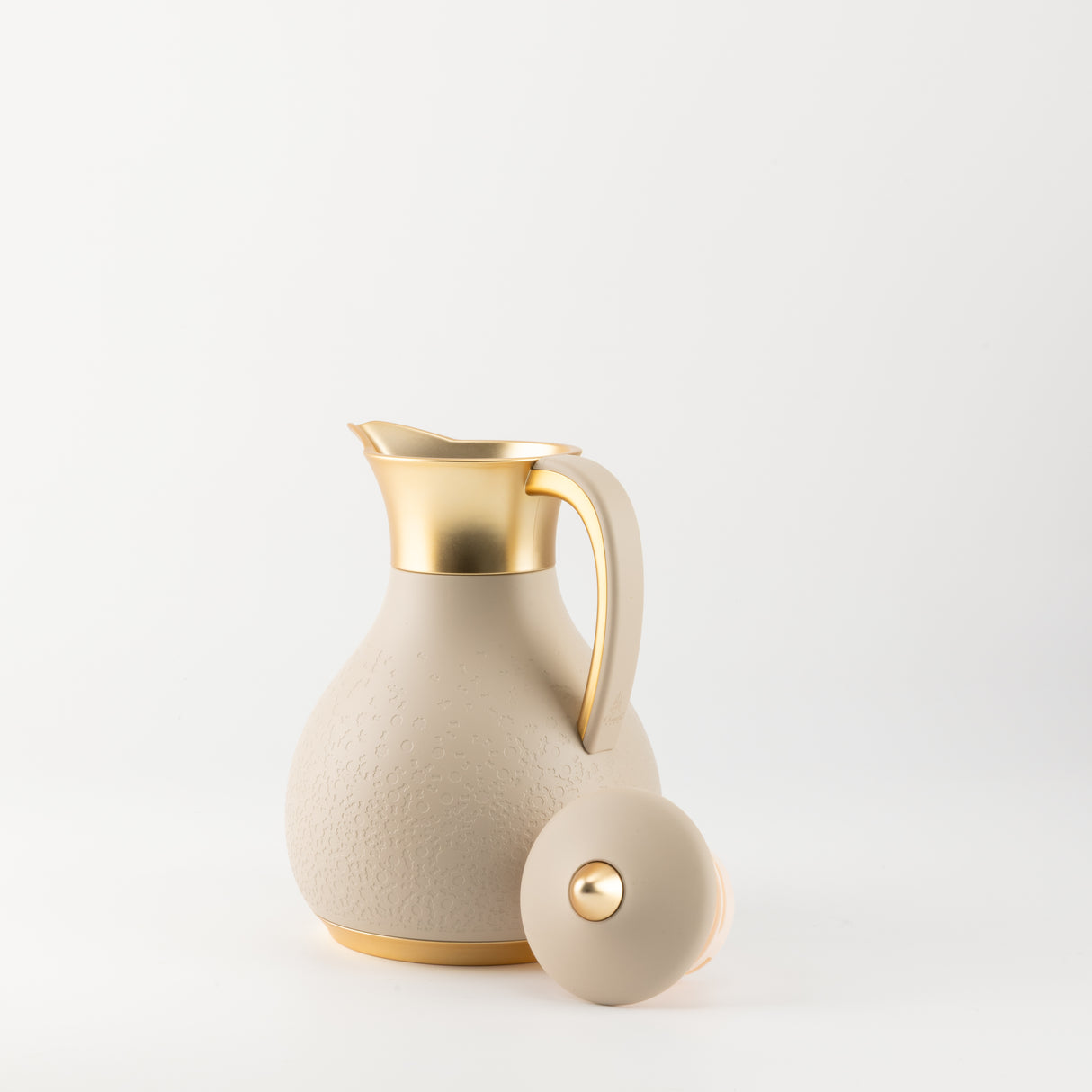Nourhan - Vacuum Flask/Thermos - Beige & Matt Gold