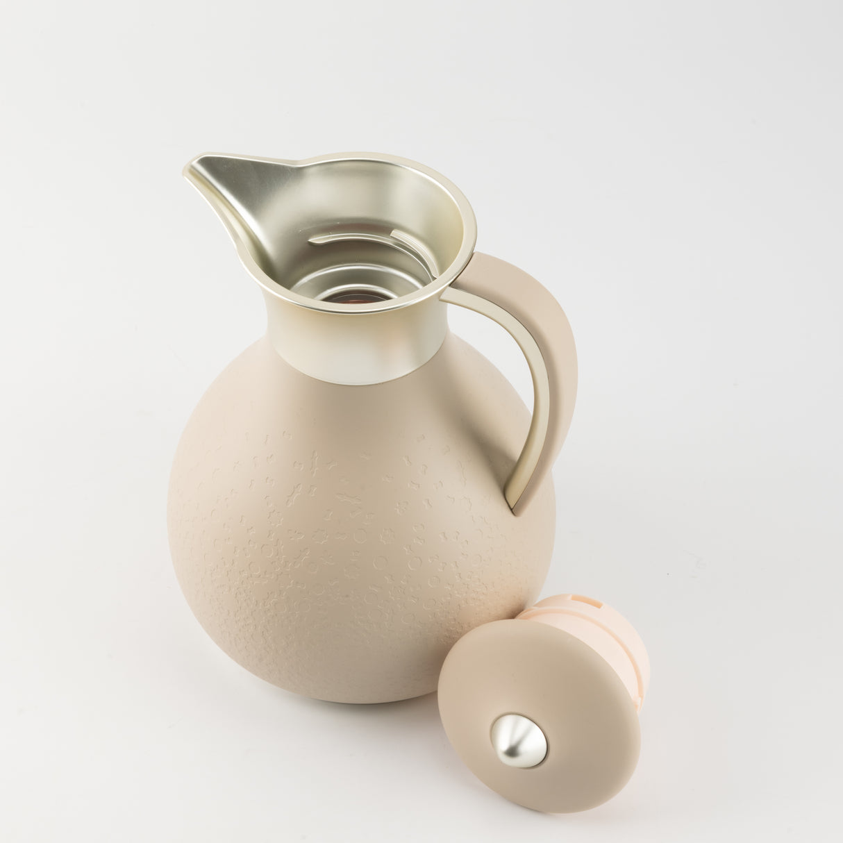 Nourhan - Vacuum Flask/Thermos - Beige & Matt Silver