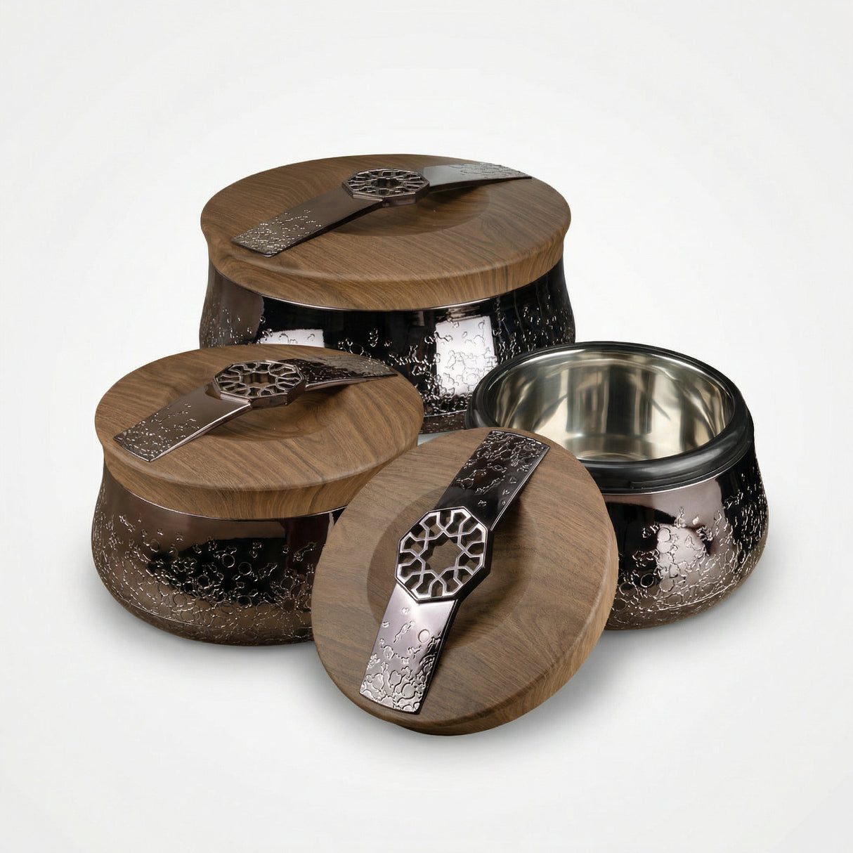 Nourhan - Food Thermos/ Warm Serv (Set of 3) - Black Walnut