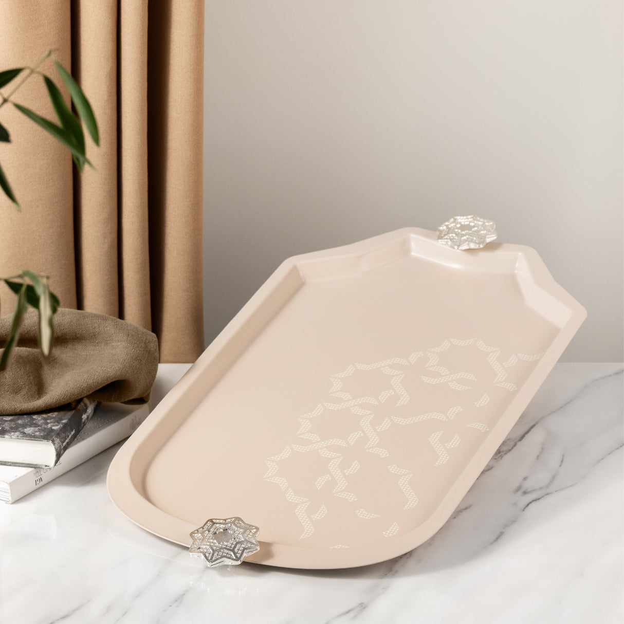 Octara - Serving Tray - Beige & Silver