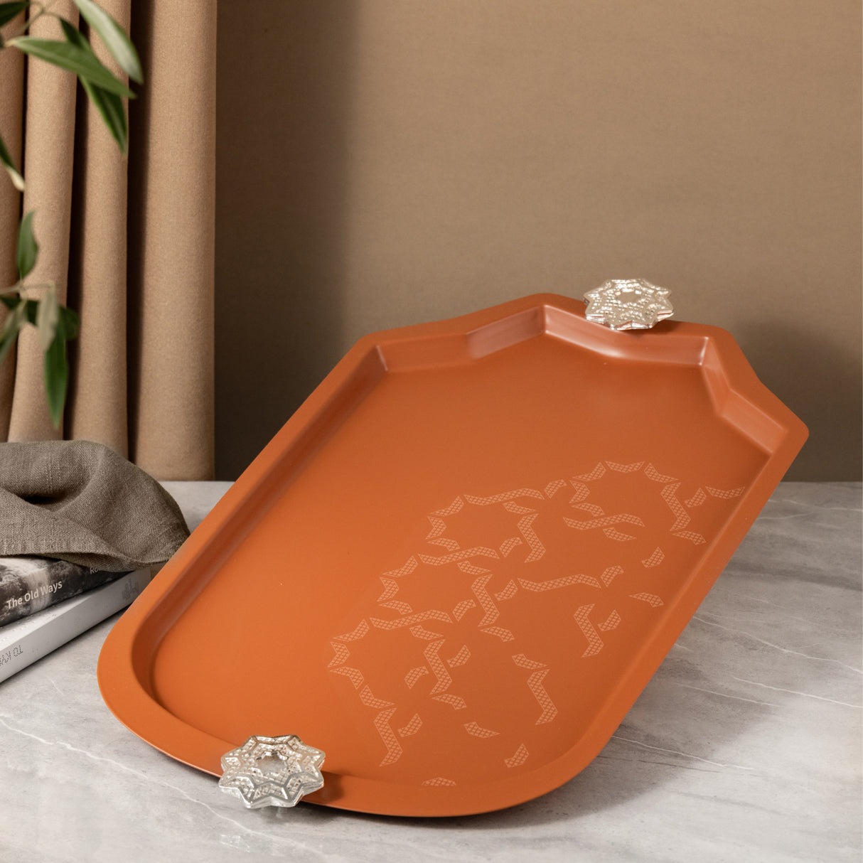 Octara - Serving Tray - Orange & Silver