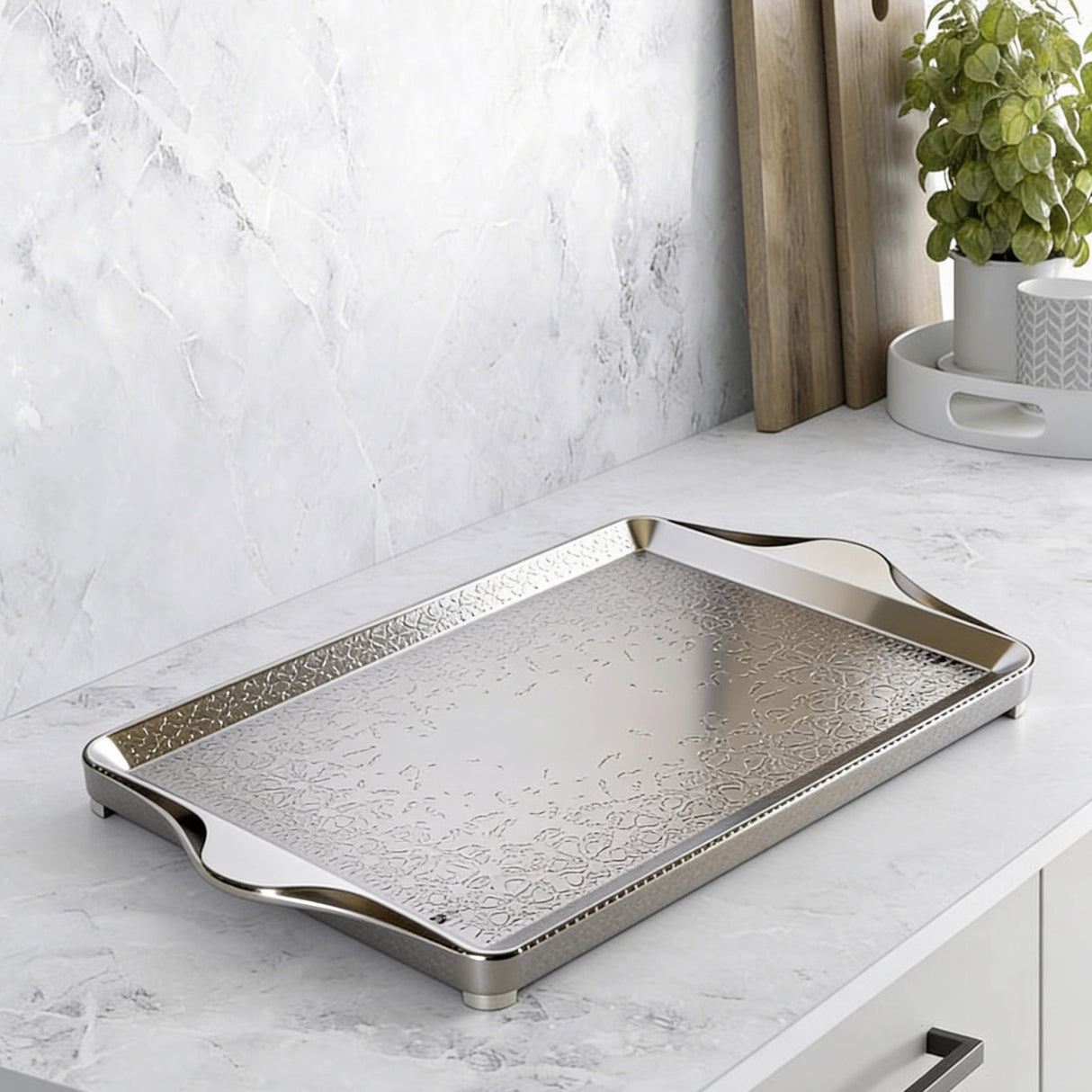 Nourhan- Serving Tray - silver