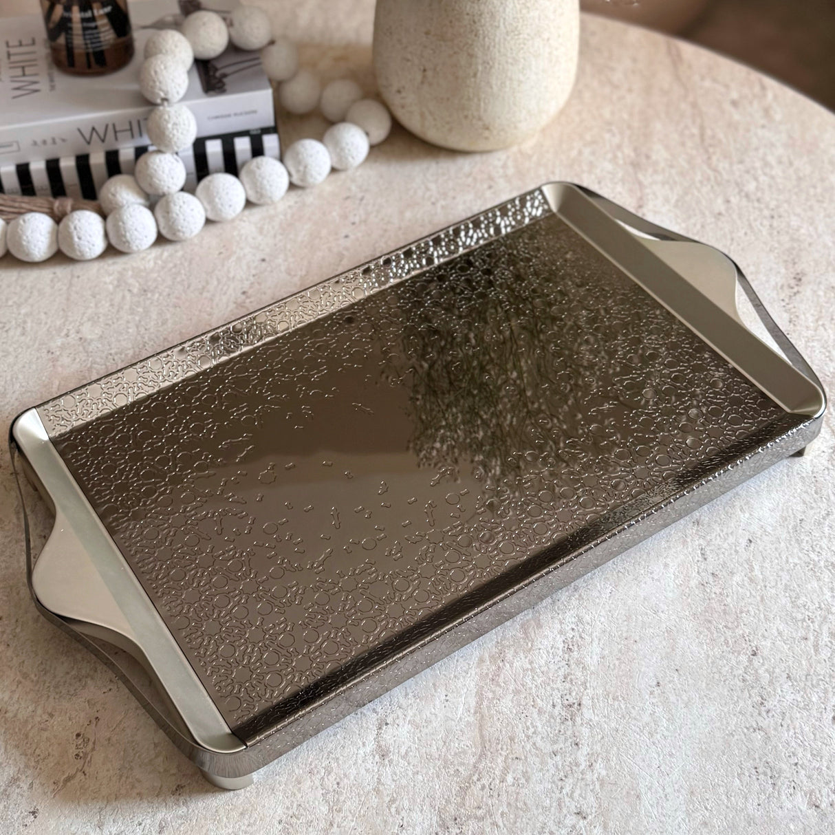 Nourhan- Serving Tray - silver