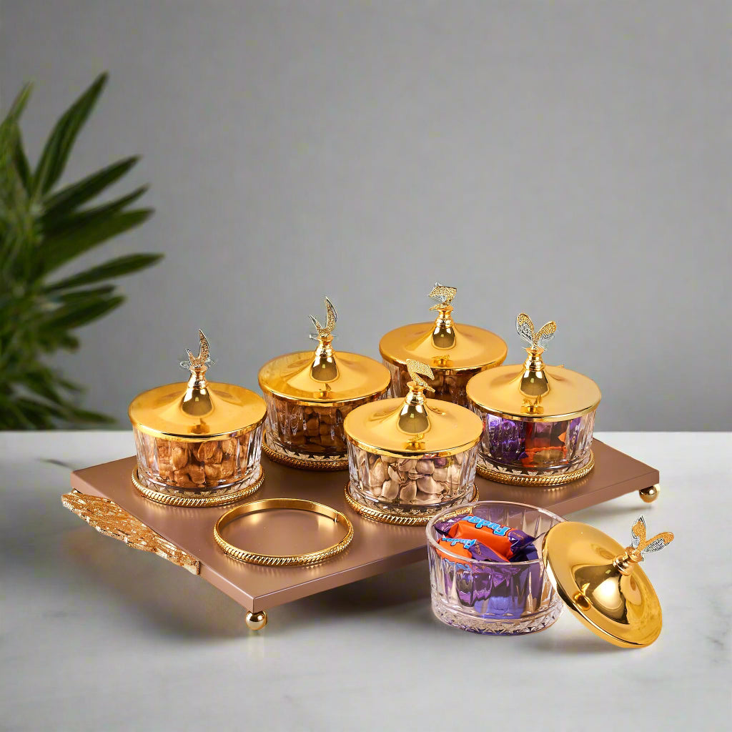 Zuwar - Juegos para servir nueces - Marrón y dorado