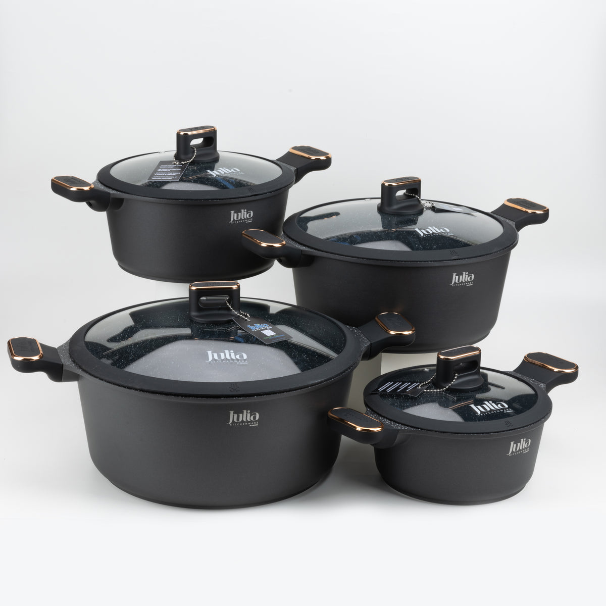 Julia Elite Pro Plus 8-Piece Nonstick Cookware Set – Black