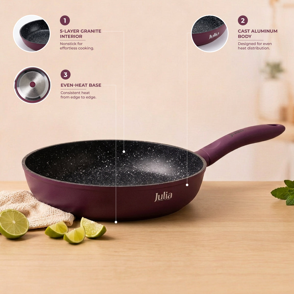Julia Elite Velvet Berry 11" Nonstick Frying Pan – Velvet Berry