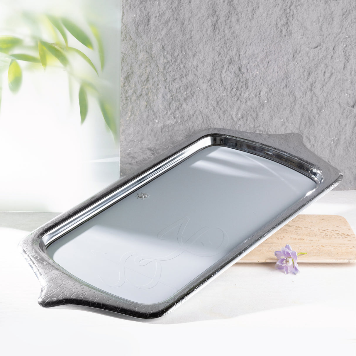 Jiwar - Serving Tray - Haze Blue & Silver