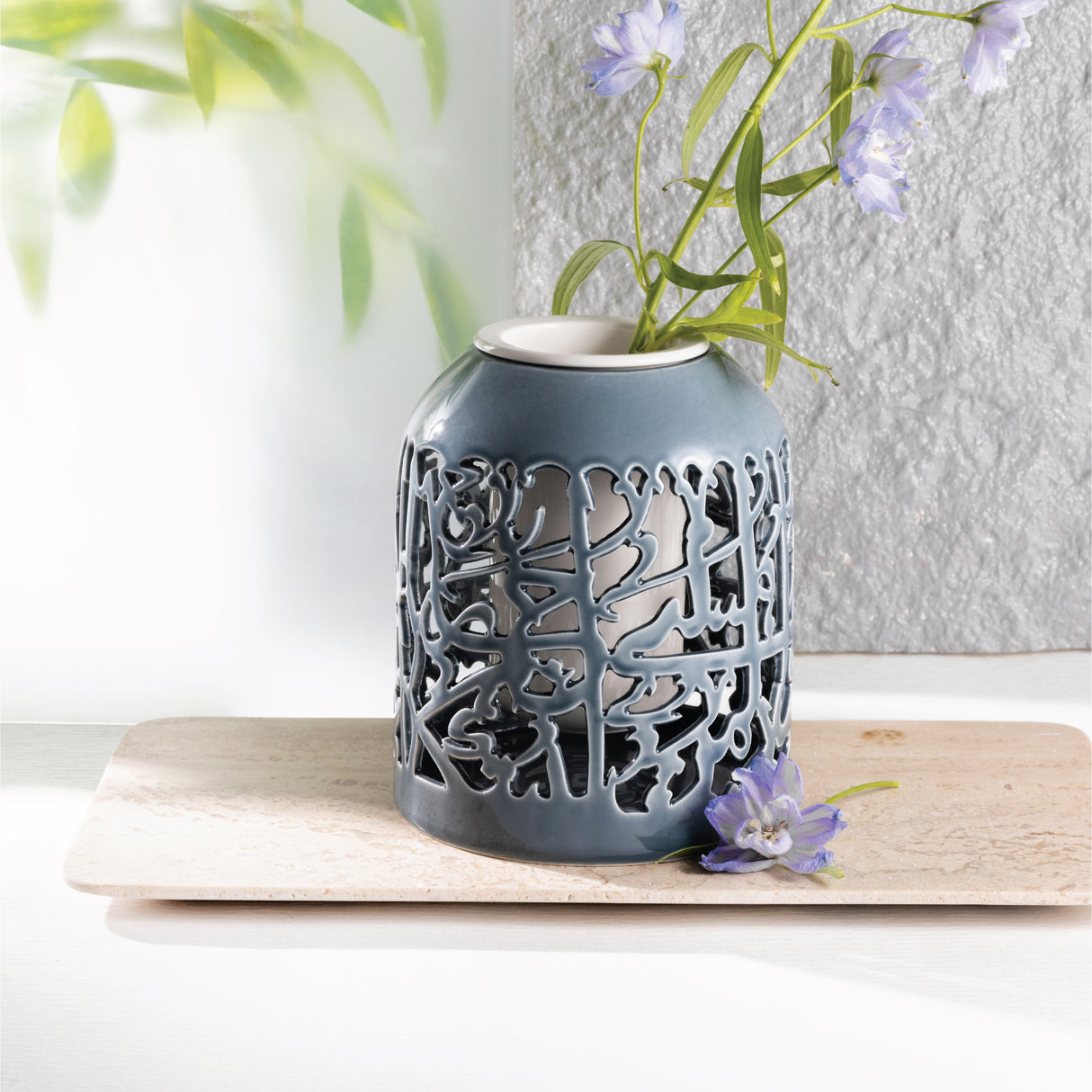 Jiwar - Large Decorative Vase - Haze Blue & Silver