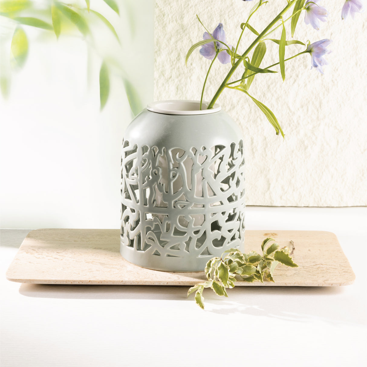 Jiwar - Large Decorative Vase - Mint Green & Silver