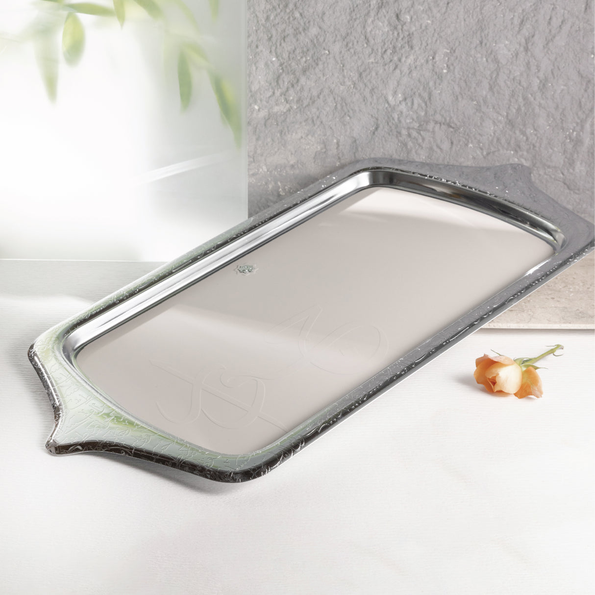 Jiwar - Serving Tray - Beige & Silver