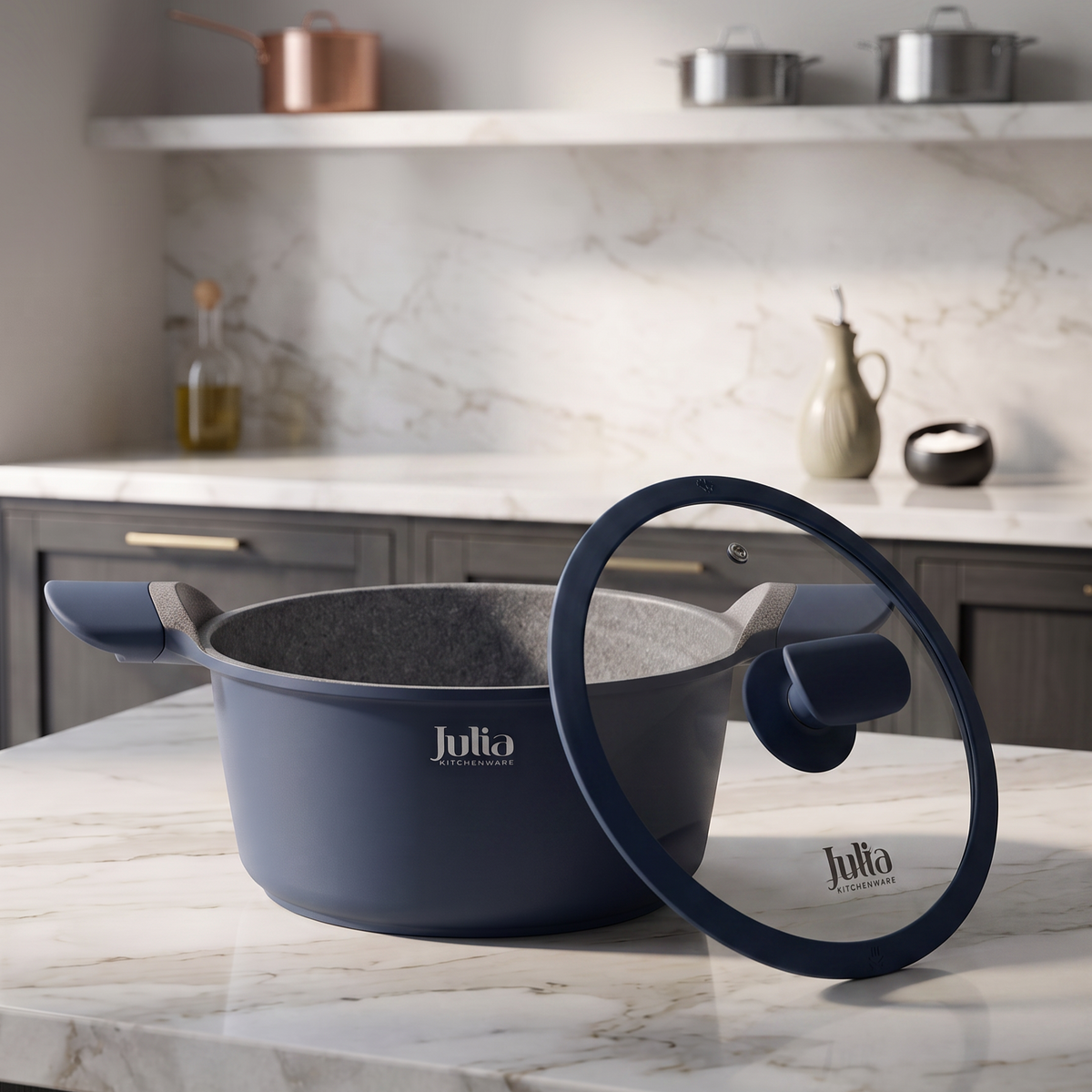 Julia Elite Pro 11" Nonstick Cooking Pot with Lid – Blue