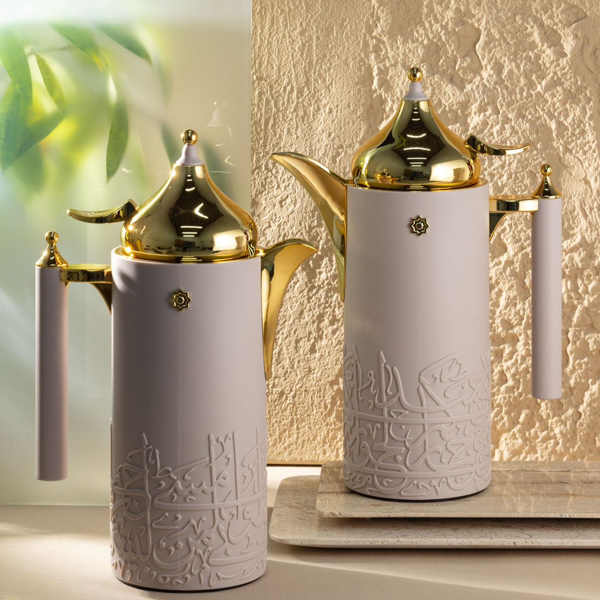 Jiwar - Vacuum Flask / Thermos(Set of 2) - Lavender & Gold