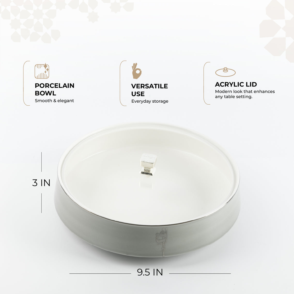 Liqa'a - Large Decorative Canister - Grey & Silver