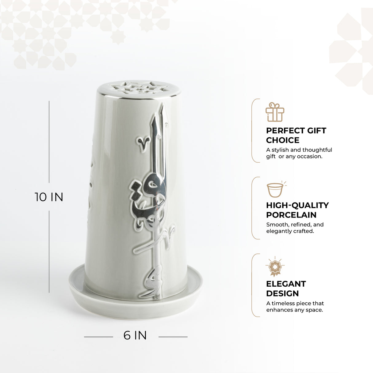 Liqa'a - Large Lantern Candle Holder - Grey & Silver