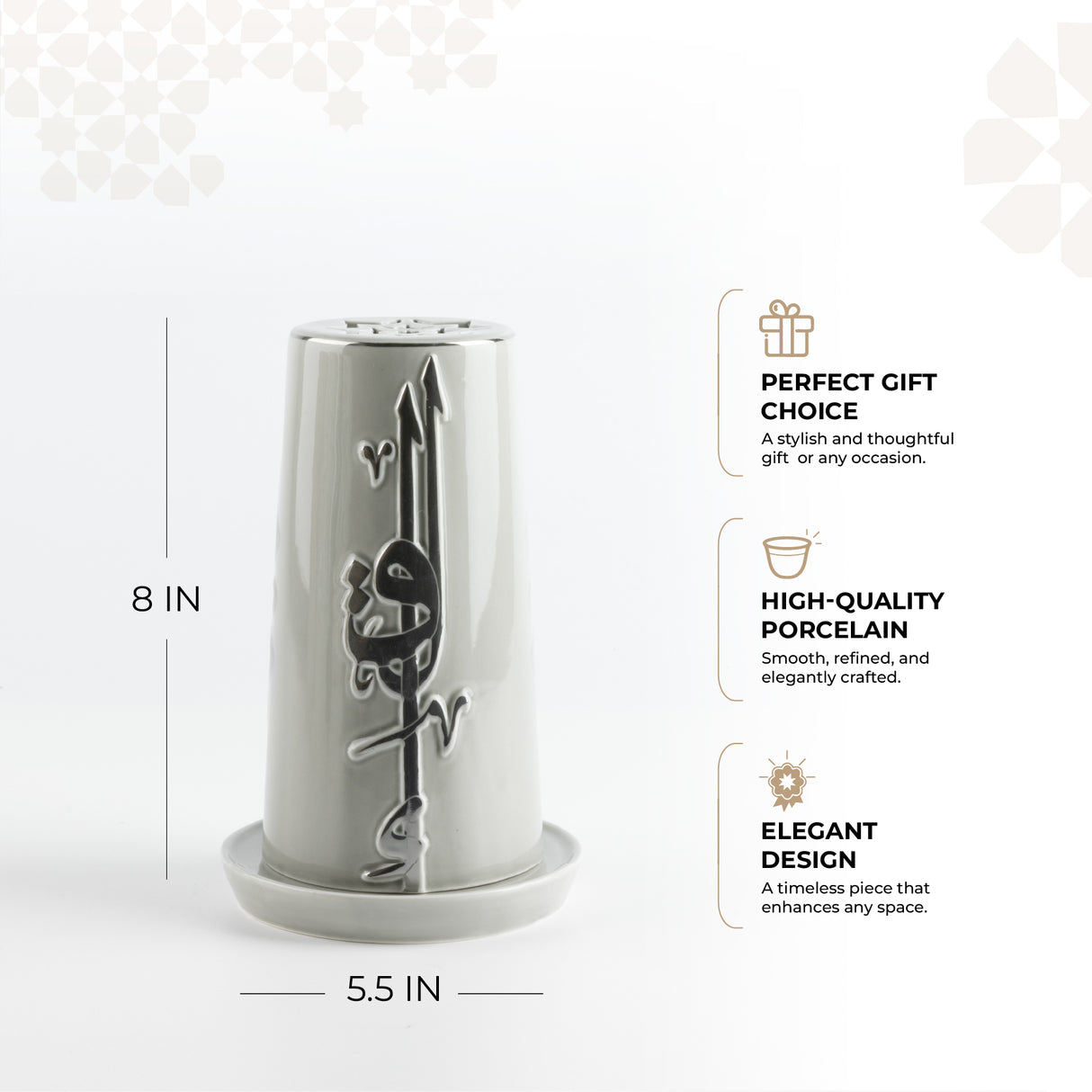Liqa'a - Medium Lantern Candle Holder - Grey & Silver
