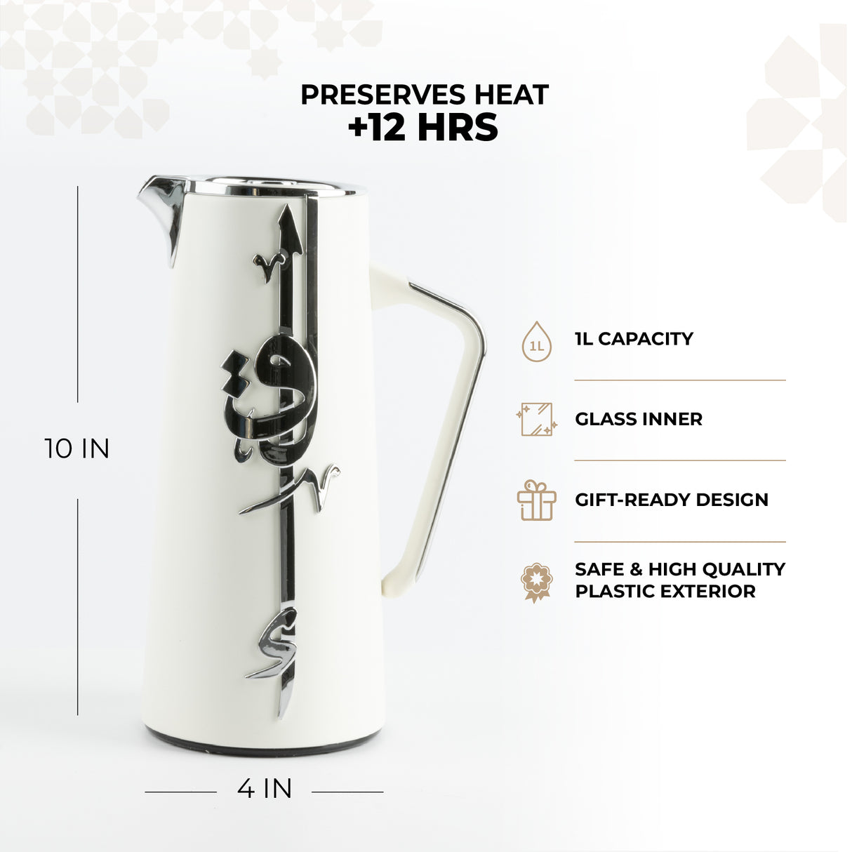 Liqa'a - Vacuum Flask / Thermos - Pearl White & Silver