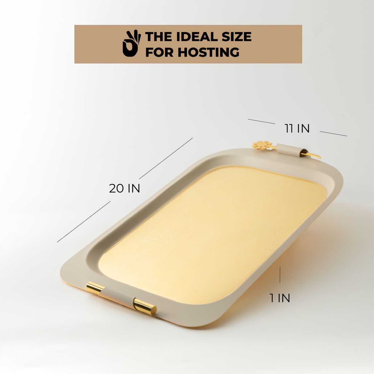 Mirral - Serving Tray - Beige & Gold