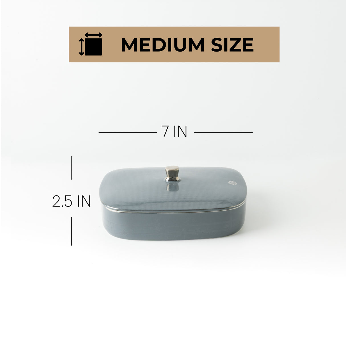 Mirral - Medium Decorative Canister - Dark Blue & Silver