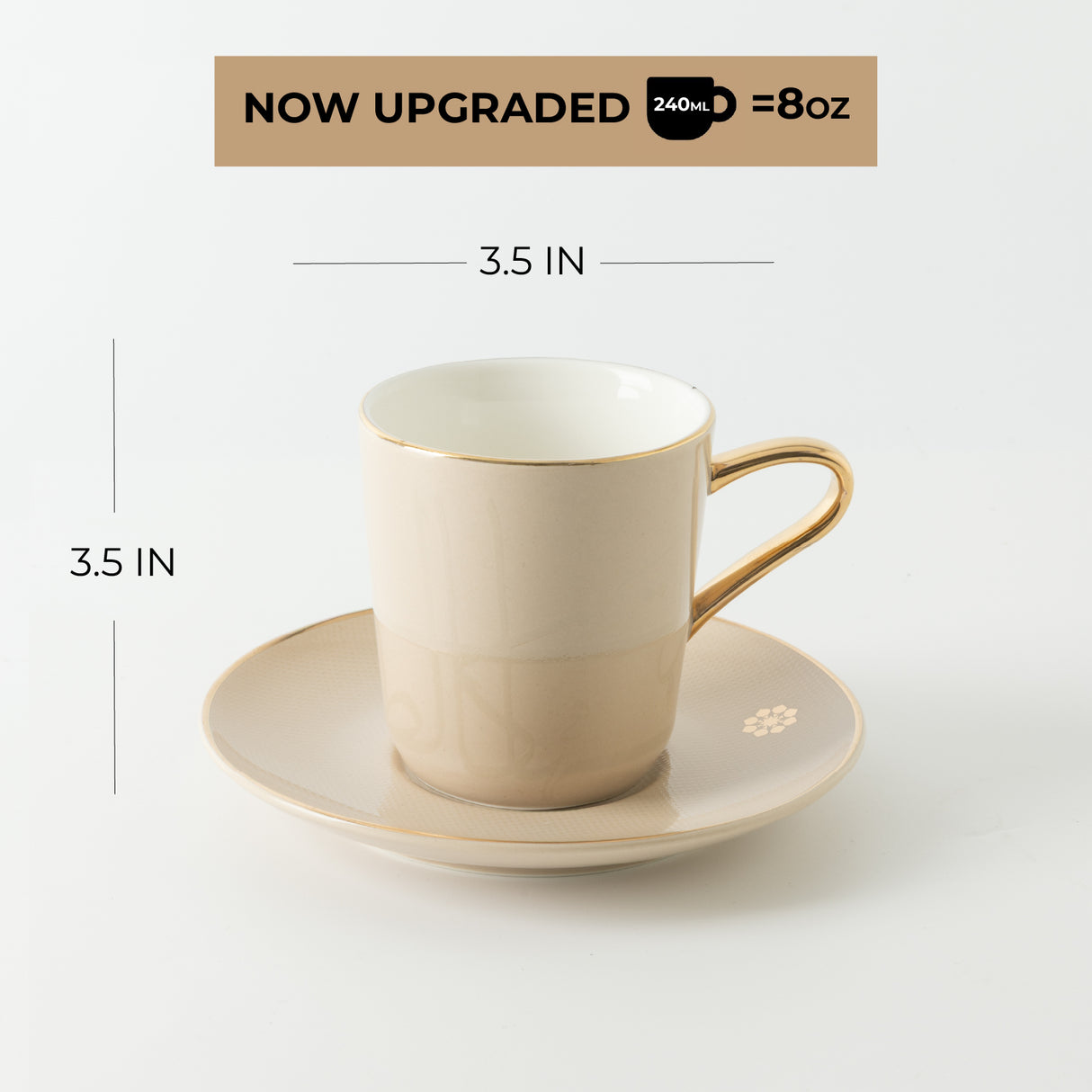 Mirral - Cappuccino Set (12-Pc) - Beige & Gold