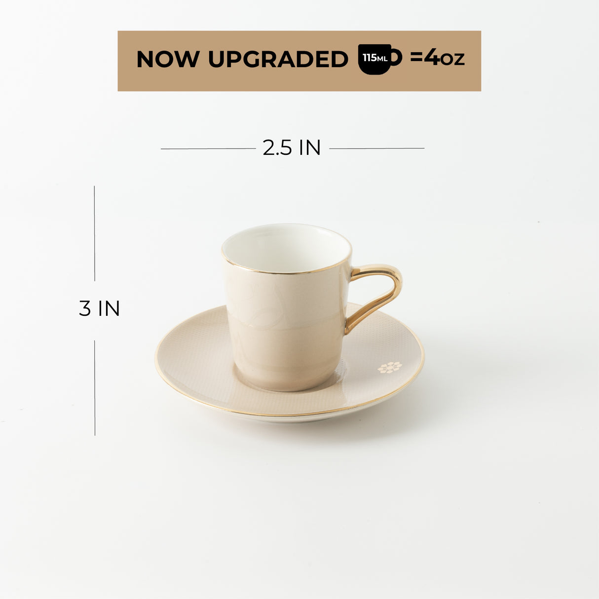 Mirral - Espresso/Turkish Coffee Set (12-Pc) - Beige & Gold