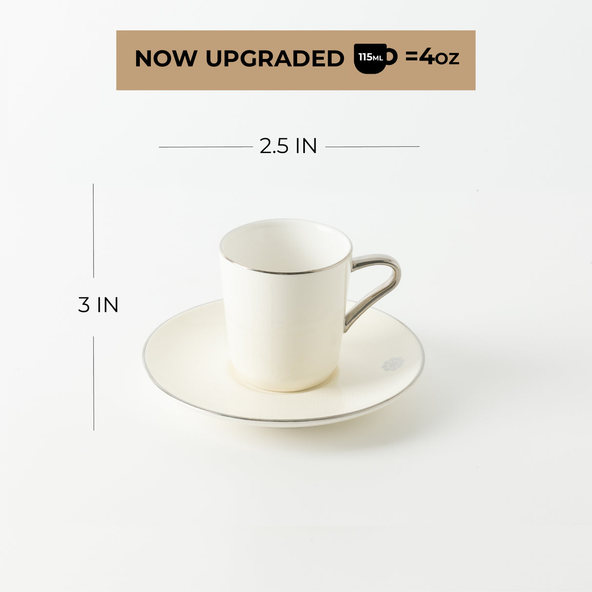 Mirral - Espresso/Turkish Coffee Set (12-Pc) - White & Silver