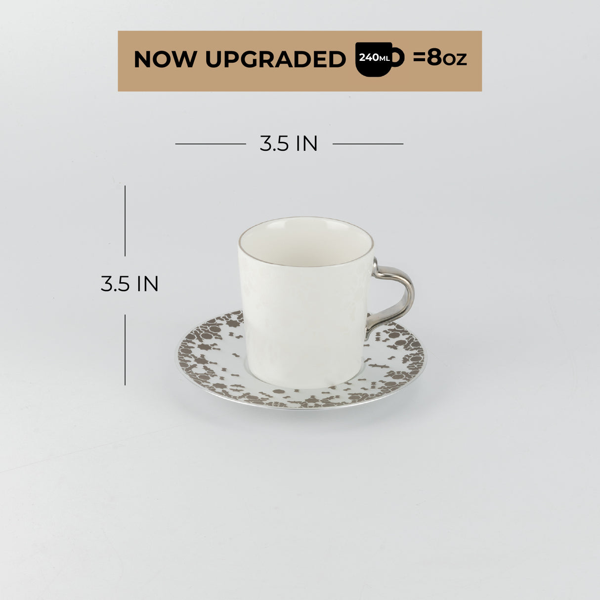 Nourhan - Cappuccino Set (12-Pc) - Bronze & Silver