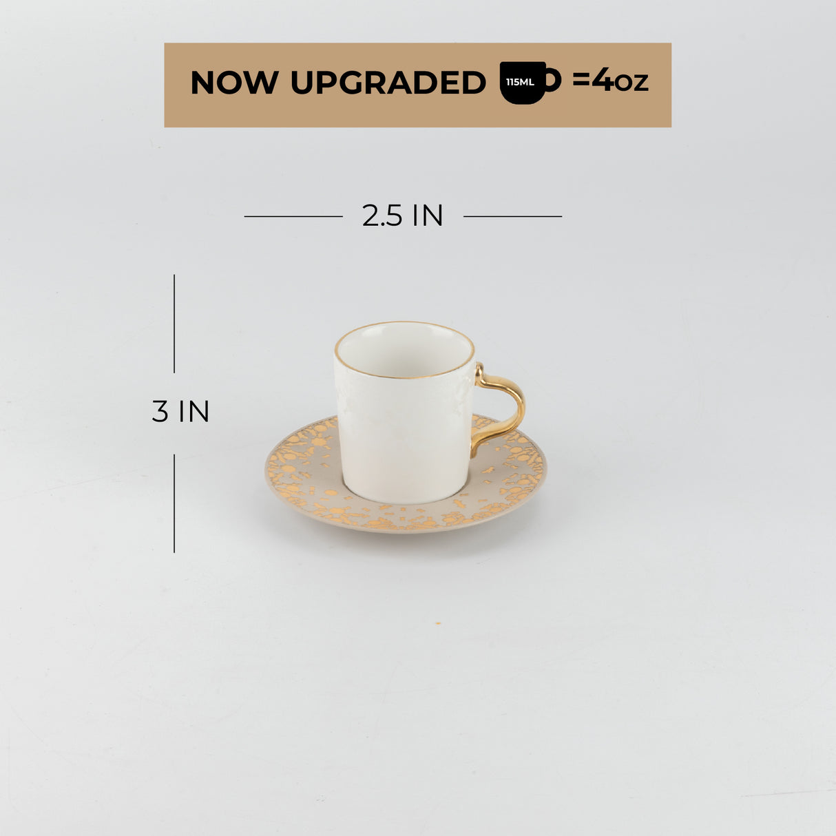 Nourhan - Espresso/Turkish Coffee Set (12-Pc) - Gold & Beige